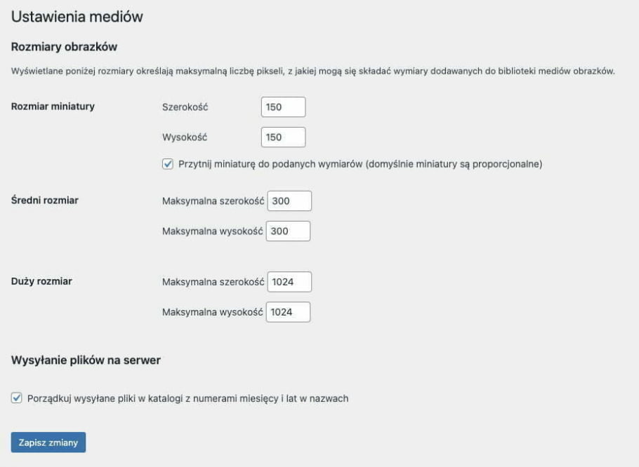 wordpress ustawienia mediow - Dodatkowe rozmiary zdjęć w WordPress wordpress ustawienia mediow